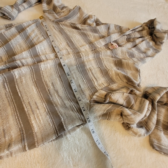 Bongo Juniors Long Hooded Cardigan Sweater Gray White Striped Size Large - Picture 10 of 13